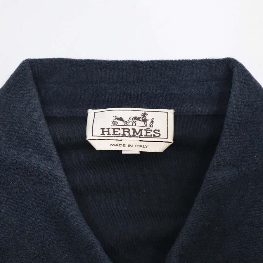 質屋 HERMES エルメス ポロシャツ Lサイズ コットン100％ ブラック