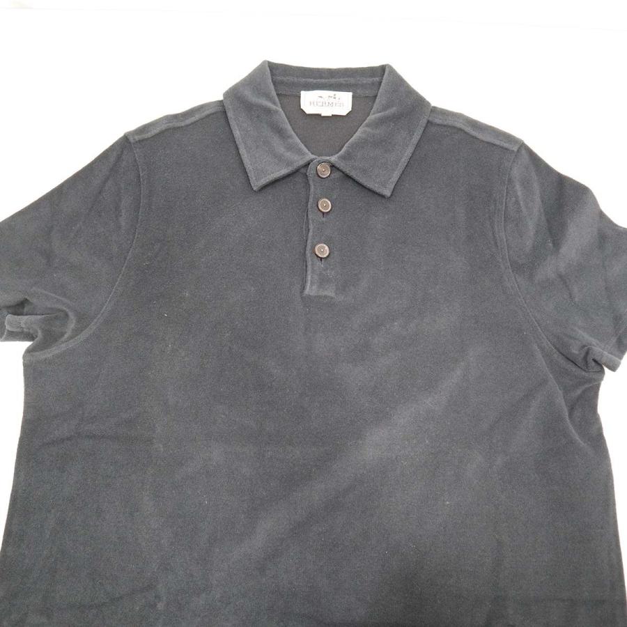 質屋 HERMES エルメス ポロシャツ Lサイズ コットン100％ ブラック