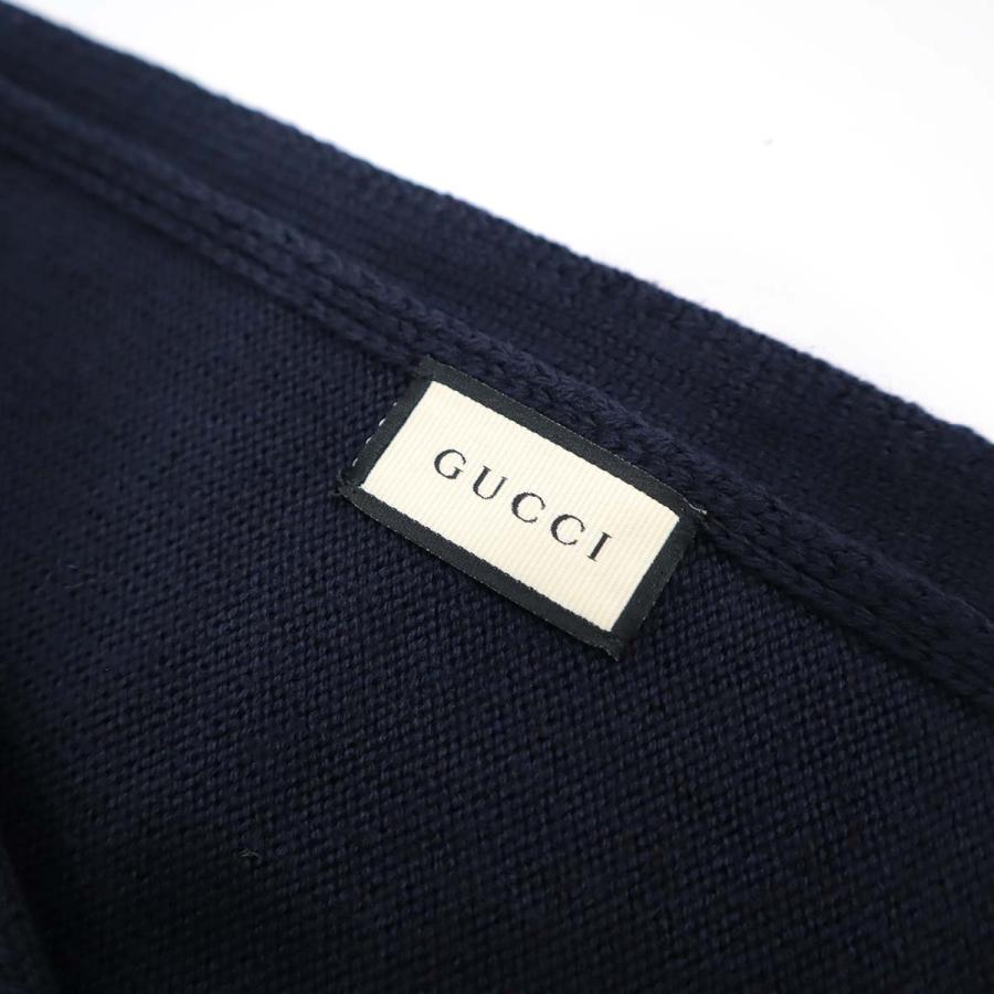 質屋 GUCCI マフラー ネイビー レッド GGロゴ ウール ニット