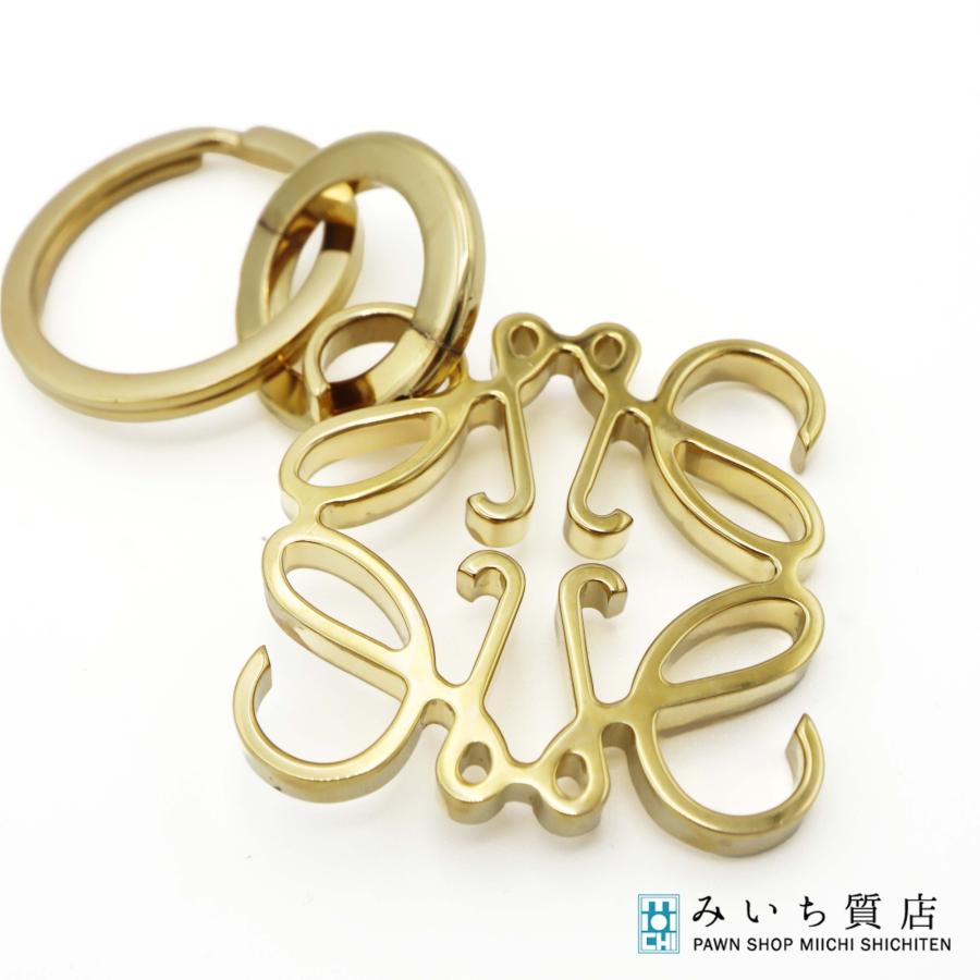 質屋 LOEWE ロエベ アナグラム キーホルダー キーリング ゴールド