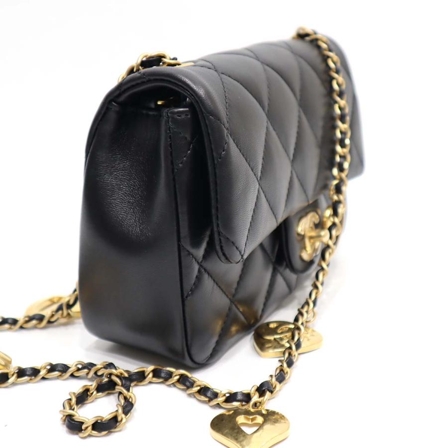 質屋 未使用 シャネル CHANEL ハート ミニ フラップバッグ ブラック