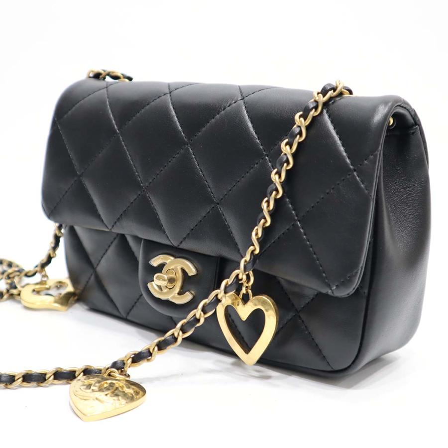 質屋 未使用 シャネル CHANEL ハート ミニ フラップバッグ ブラック 