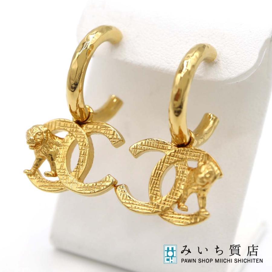 質屋 CHANEL シャネル ピアス ライオン ココマーク B22/A ゴールド