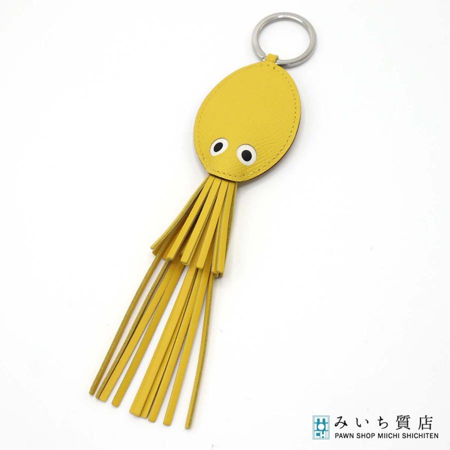 K刻印　エルメス キーリング タコ ジョーヌナプル キーホルダー 質屋 美品 HERMES エルメス キーリング タコ K刻印 ジョーヌナプル