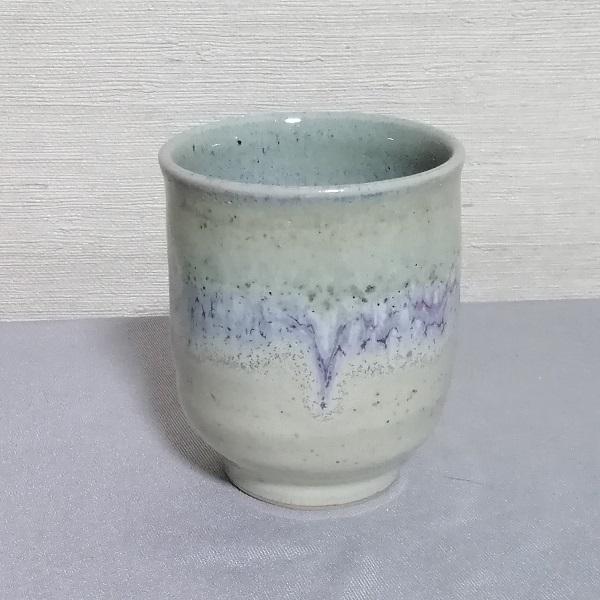 三池焼・流し模様がある緑の筒型湯のみ大(銅緑釉流し釉筒型湯のみ大) | 