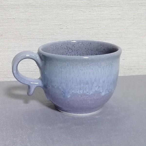 三池焼手作り陶器・ラベンダー色の丸型マグカップ内白200cc(均窯釉丸型マグカップ内白200cc) | 