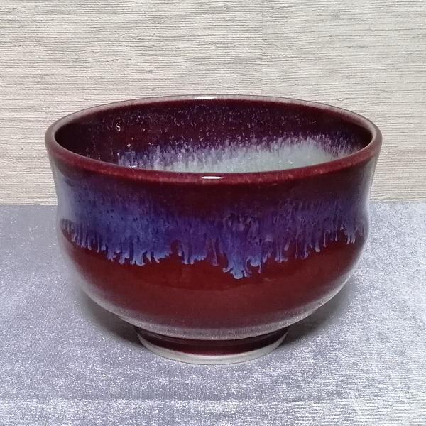 三池焼手作り陶器・内が白くて外が赤い汁碗240cc(辰砂流し釉内白汁碗240cc) | 