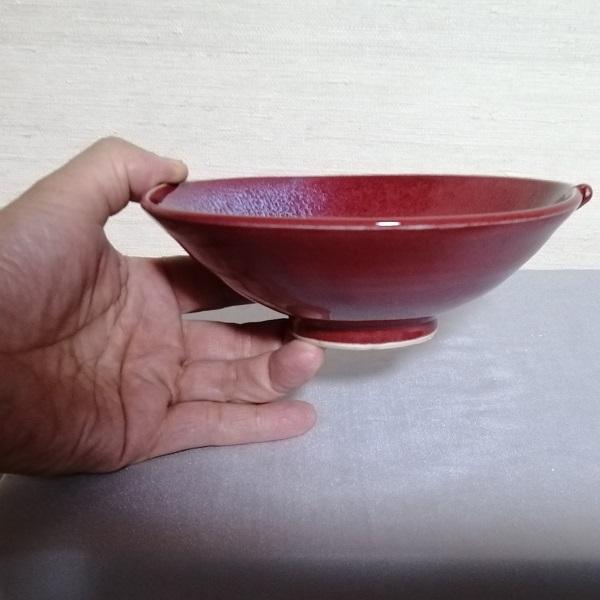 三池焼手作り陶器・りんごの形をした赤い鉢16.5cm(辰砂釉りんご形鉢16.5cm) |  | 01