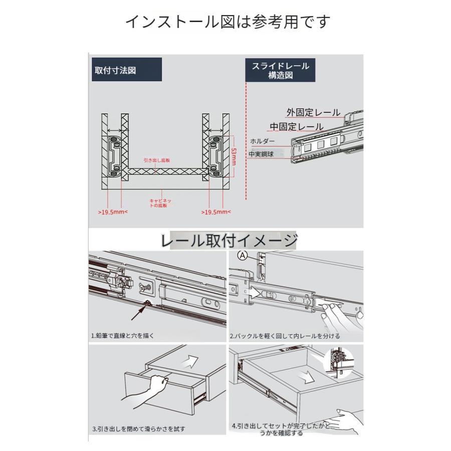スライドレール 工業用スライドレール 250mm-1500mm 重量用引き出し
