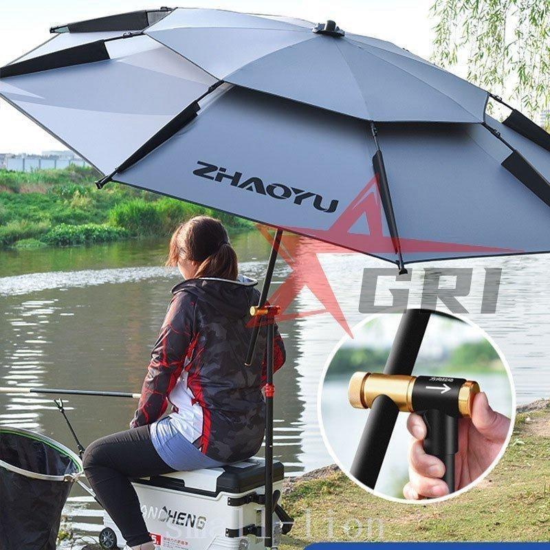 釣り用傘 フィッシングパラソル　パラソル ビーチパラソル 360度回転 収納袋付き角度調節 UVカット防風 日除け 遮光断熱 アウトドア公園 旅行適用 黒、赤 釣り用傘フィッシングパラソルパラソルビーチパラソル360度回転収納袋
