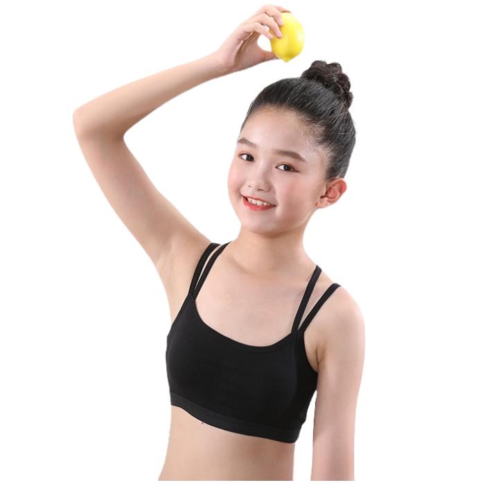 ダンス ブラトップ【黒 M】キッズ ジュニア ずれない 見せ ブラ