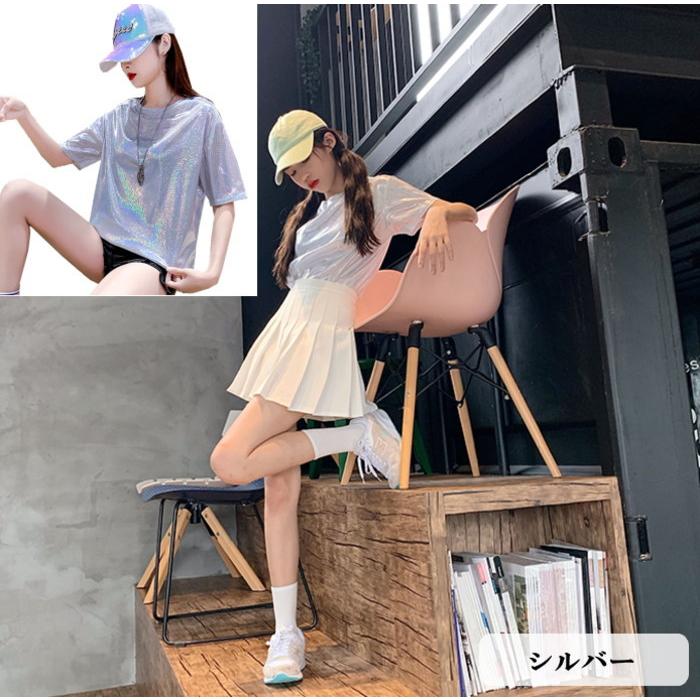 訳あり ダンス 衣装  Tシャツ【シルバー】 トップス キラキラ 派手 ヒップホップ 大人 レディース ガールズ キッズ cy26n-p0 | 