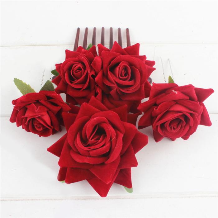 4点セット ヘアアクセサリー【レッド】ヘアコーム ダンス ヘッドドレス