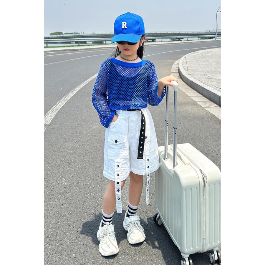 ダンス衣装 メッシュ トップス キッズ パンツ ズボン ヒップホップ