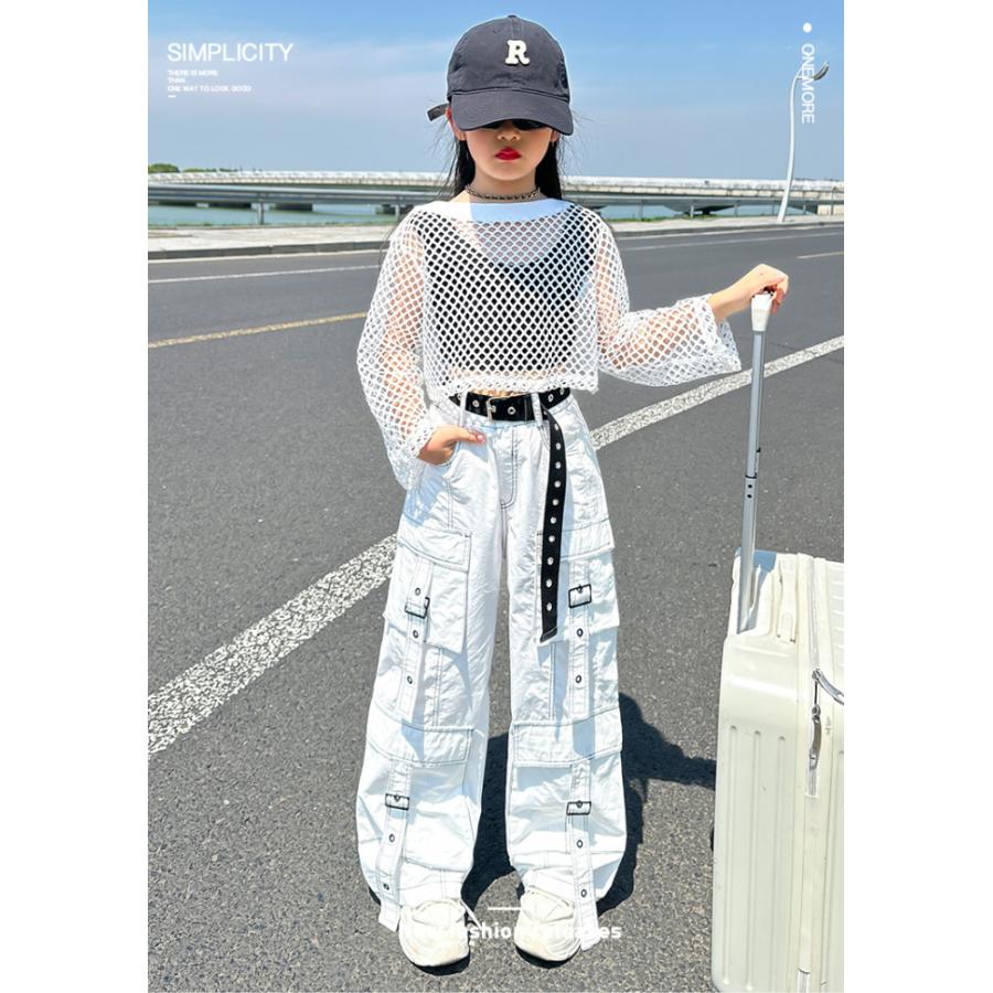 ダンス衣装 メッシュ トップス キッズ ヒップホップ ジャズダンス 長袖