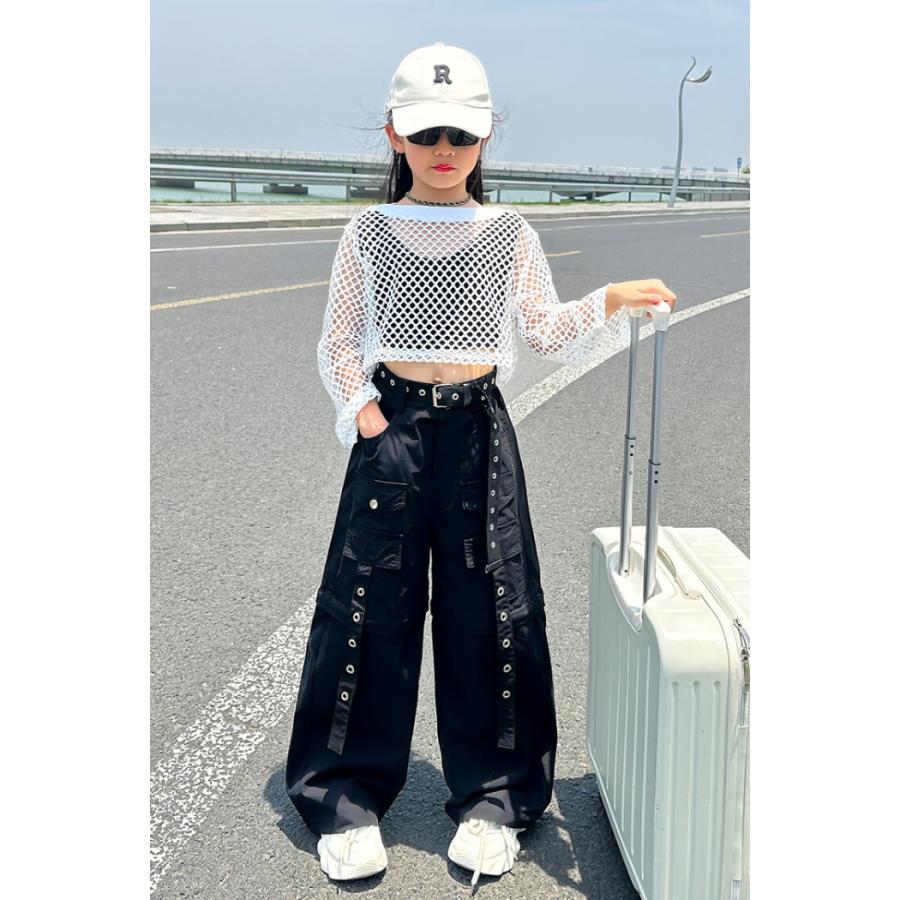 ダンス衣装 メッシュ トップス キッズ ヒップホップ ジャズダンス 長袖