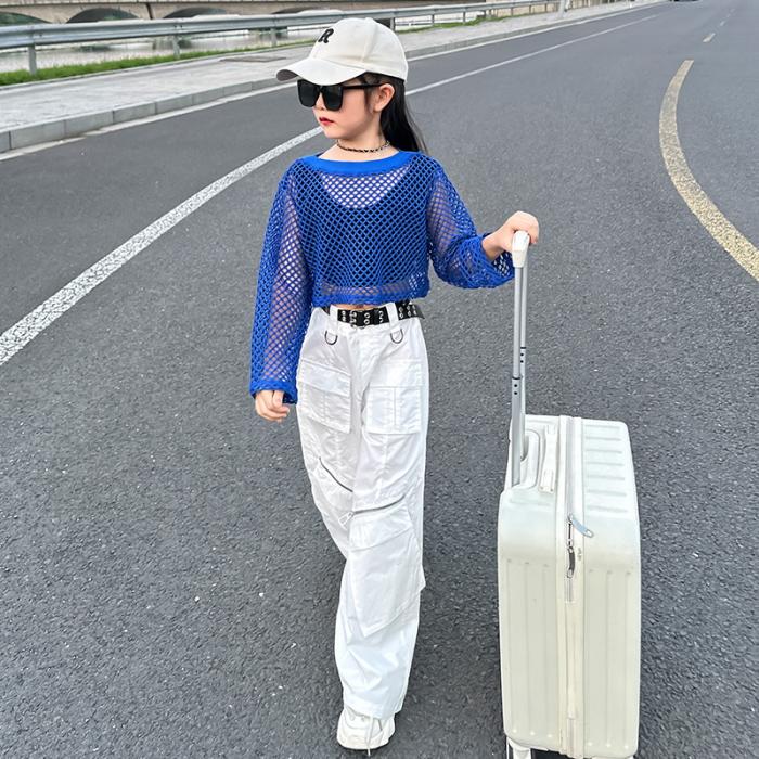 ダンス衣装 メッシュ トップス キッズ ヒップホップ ジャズダンス 長袖