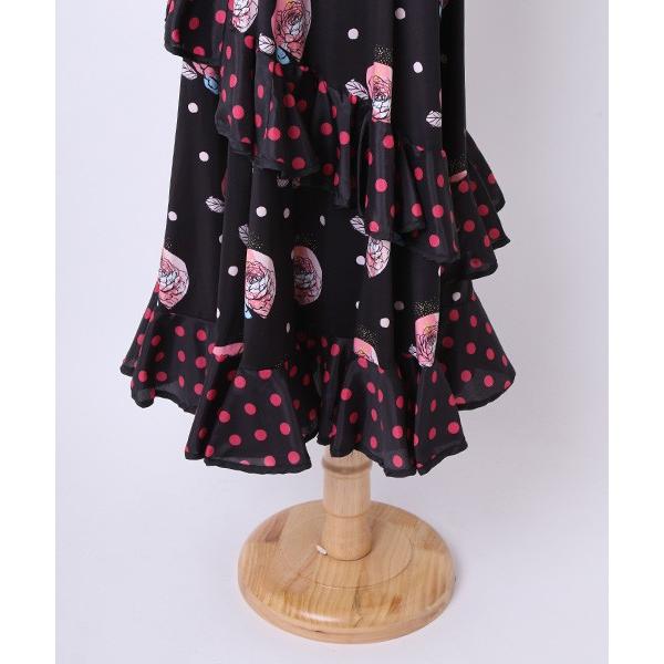 完売 フラメンコ衣装 フラメンコ スカート 薔薇と水玉がレトロな印象の 