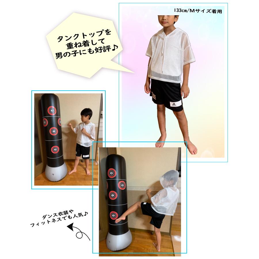 メッシュパーカー トップス フード付き 半袖 ショート丈 ダンス衣装