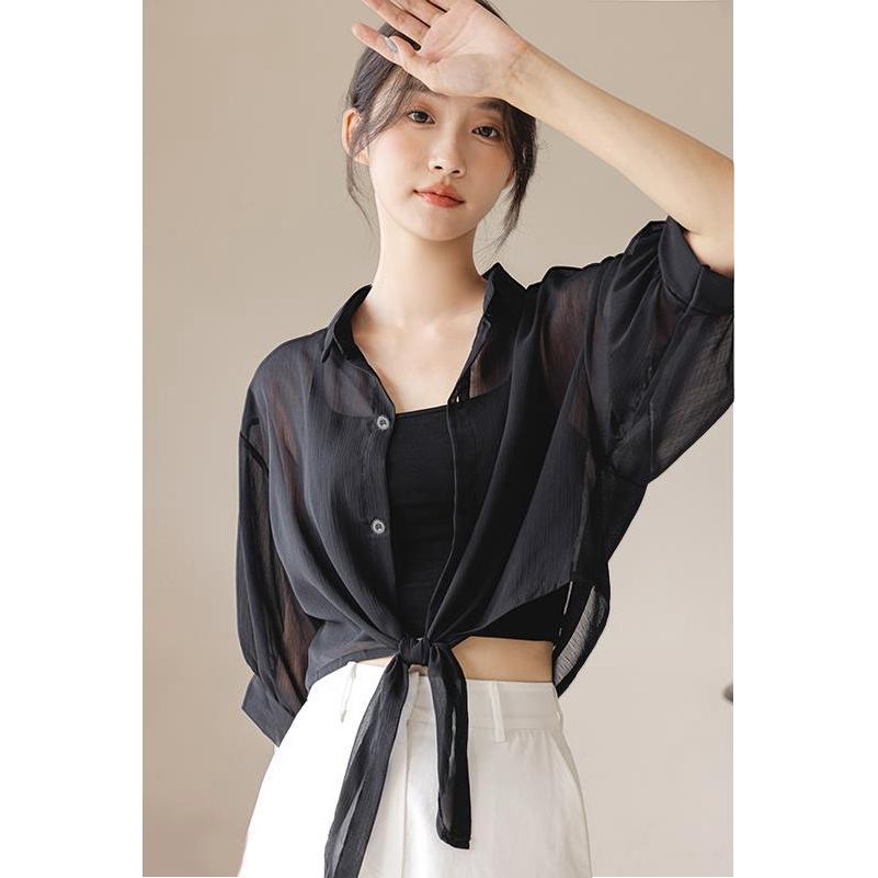 ボレロ 体型カバー ショート丈 シアー シースルー ダンス 衣装 カーディガン ショートボレロ  シフォン 襟付き ブラウス ドルマン バルーン へそ出し cy10n-pa |  | 10