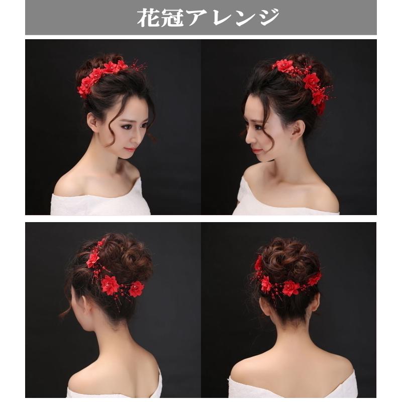 髪飾り コサージュ ４点セット ダンス 衣装【ホワイト】パール 花 花冠 ヘアアクセサリー ヘアクリップ cy12n-pa｜mika｜03