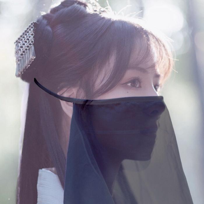 メール便 フェイスベール【黒】マスク ベリー 黒子 和風 時代劇 民族衣装 仮装 コスプレ ベール アクセサリー cy54n-pa の商品画像