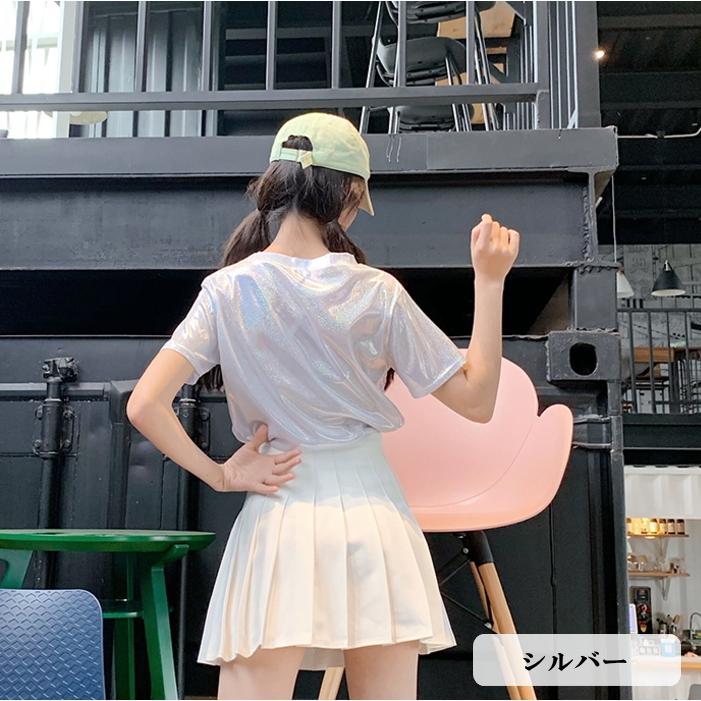 ダンス 衣装 Tシャツ【シルバー】トップス キラキラ 派手 ヒップホップ