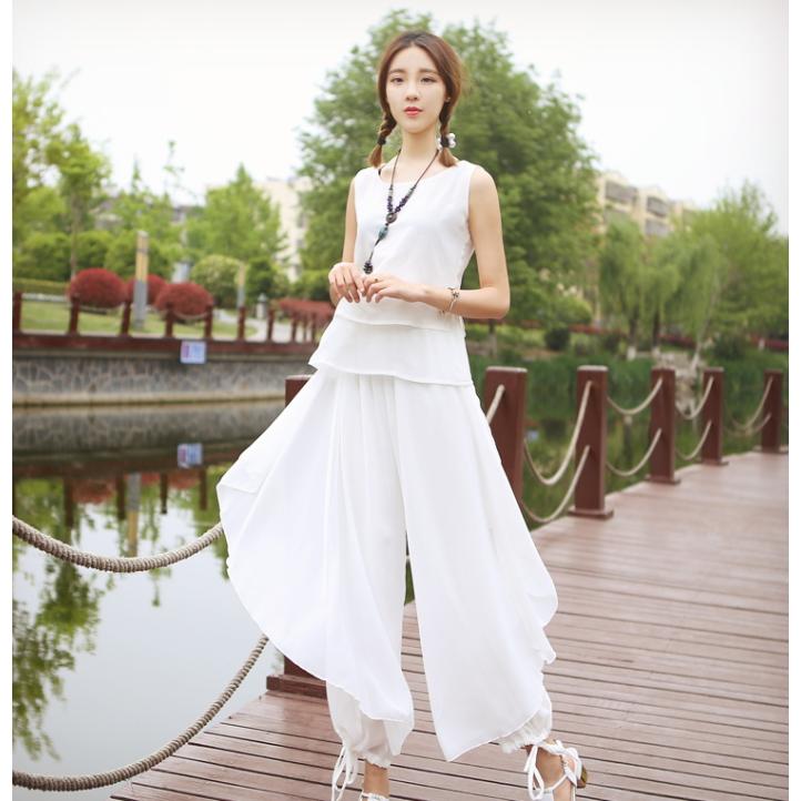 上下セットアップ【ホワイト】トップス ワイドパンツ ダンス衣装