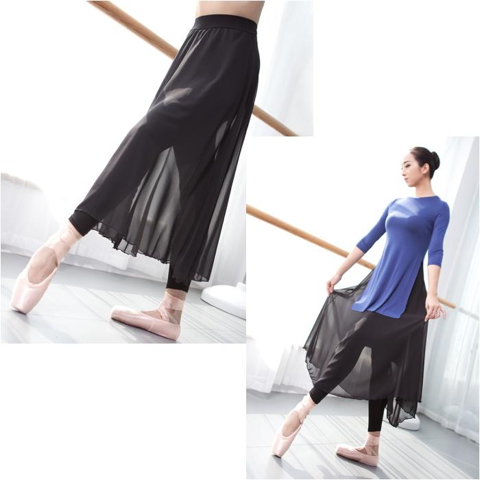 ダンス衣装 スカート付きパンツ(ブラック-裾レギュラー) レギンス パンツ 体型カバー シフォン スパッツ レギパンcy5n-pa3 |  | 03