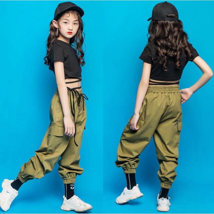 ショート丈 Tシャツ トップス ダンス 子供 キッズ ダンス衣装 黒 半袖 へそ出し チビT ミニT 韓国 おしゃれ クロス 編み上げ ハイネック スケーター cy240n-pa |  | 03