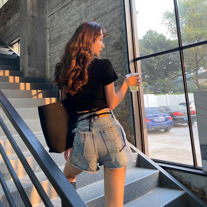 ショート丈 Tシャツ トップス ダンス 子供 キッズ ダンス衣装 黒 半袖 へそ出し チビT ミニT 韓国 おしゃれ クロス 編み上げ ハイネック スケーター cy240n-pa |  | 09