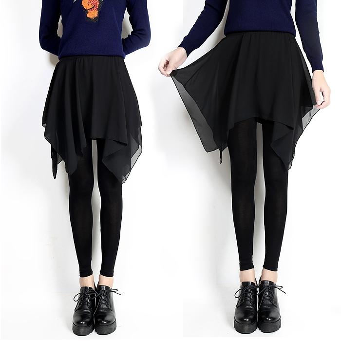 ダンス衣装 スカート付きパンツ【レッド-裾ショート 】レギンス ダンス パンツ  シフォン スパッツ レギパン ミカドレス cy6n-p0 |  | 03