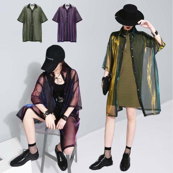 ダンス衣装 ヒップホップ トップス シャツ ブラウス シースルー シアーシャツ 韓国ファッション オーロラ プチプラ コーデ 透け感 ストリート Cy19n 2 Cy Borero Lightblue 11 ダンス衣装専門店 ミカドレス 通販 Yahoo ショッピング