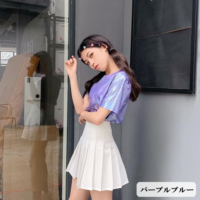 ダンス衣装 ラメTシャツ きらきら メタリック トップス 半袖 ヒップ