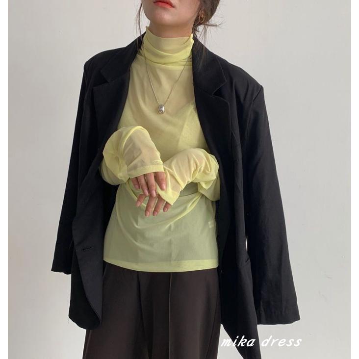 ダンス衣装 トップス 長袖 シースルー シアー ハイネック  レディース 透け感 インナー カットソー カジュアル フェミニン 半透明 ミカドレス cy36n-p0 |  | 17