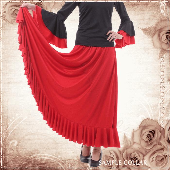 完売 ドレープフリル フラメンコ 衣装 スカート 赤 大きいサイズ (スペイン製)ペチコートにも ダンス衣装 フラメンコ衣装 カラオケ ミカドレス　sfy20-800fe｜mika｜08