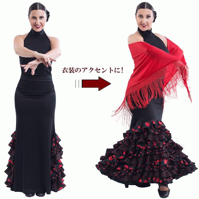 フラメンコ衣装 シージョ【レース赤×赤】マントン ヒップ フラメンコ衣装 シージョ【レース赤×赤】マントン ヒップ