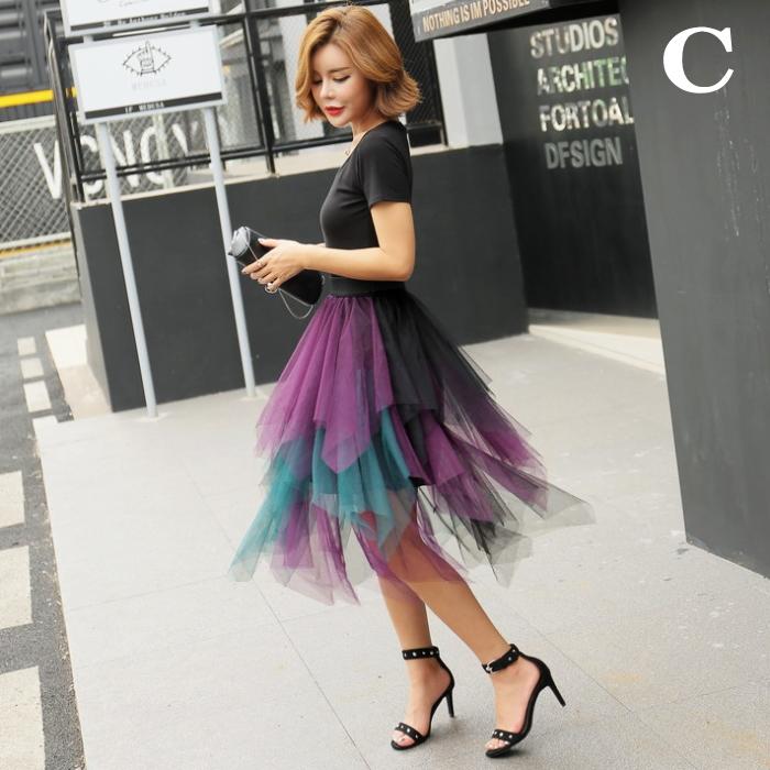 ふんわりと舞う チュール ロングスカート ダンス衣装  ランダムカット アシンメトリー チュチュ  フレアスカート バレエチュール ヒップホップ cy380-p0 |  | 28