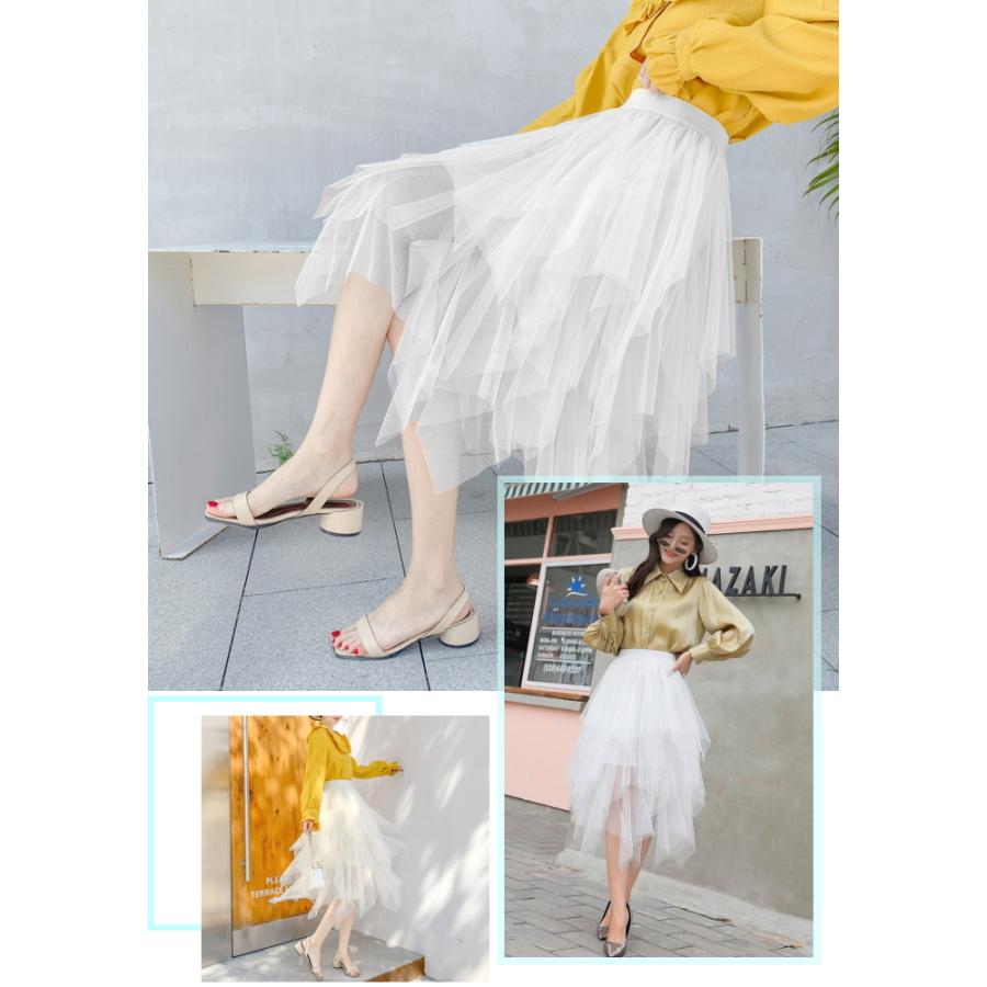 ふんわりと舞う チュール ロングスカート ダンス衣装 ランダムカット