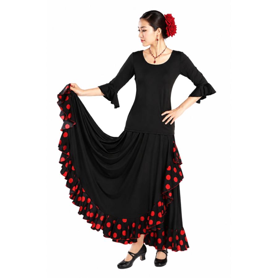 社交ダンス 練習着 レディース ダンス衣装 ラテン トップス 黒 七分袖