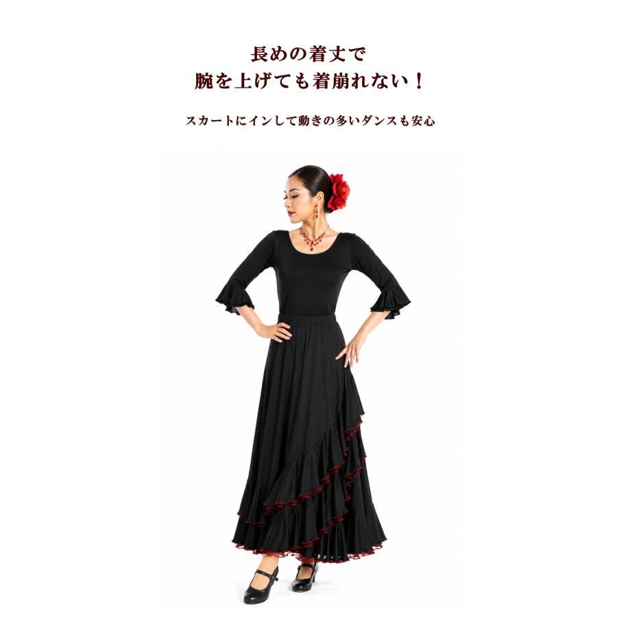 フラメンコ トップス 七分袖 ダンス衣装 フラメンコ衣装 社交ダンス