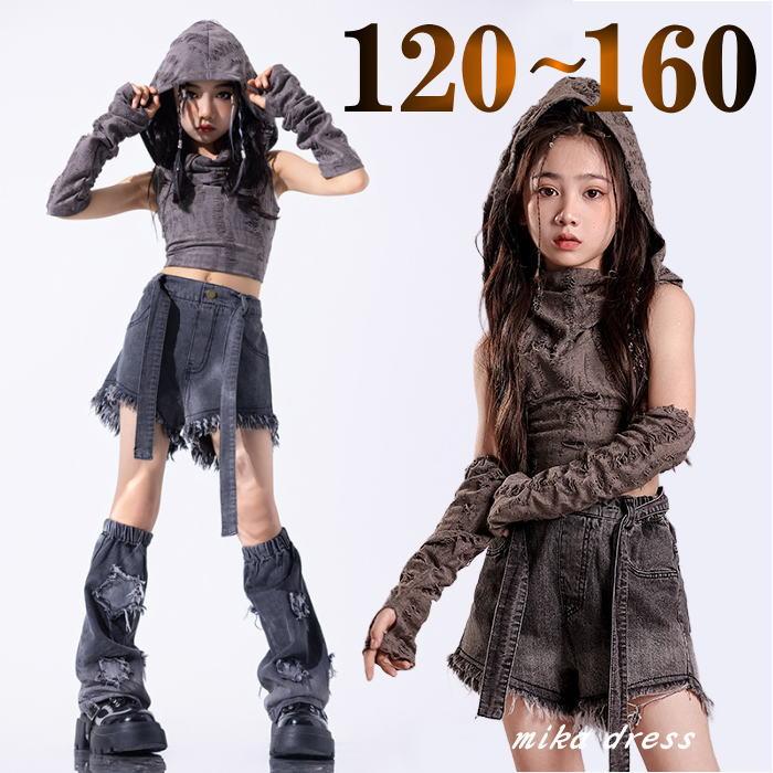 4点セット ショートパンツ レッグウォーマー トップス デニム フード