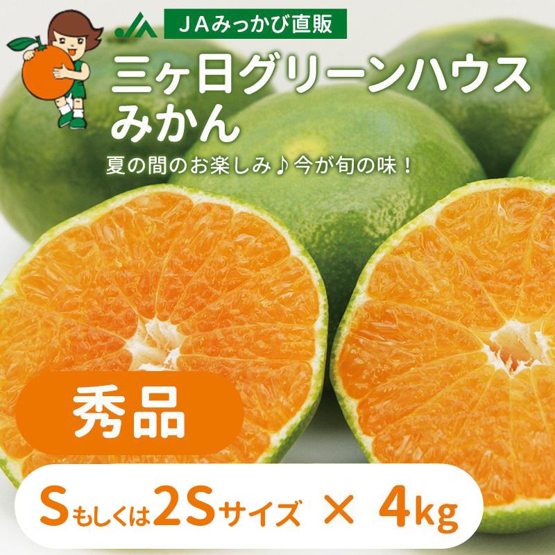 みかん グリーンハウスみかん 秀品 Sもしくは2Sサイズ(選択不可) 4kg