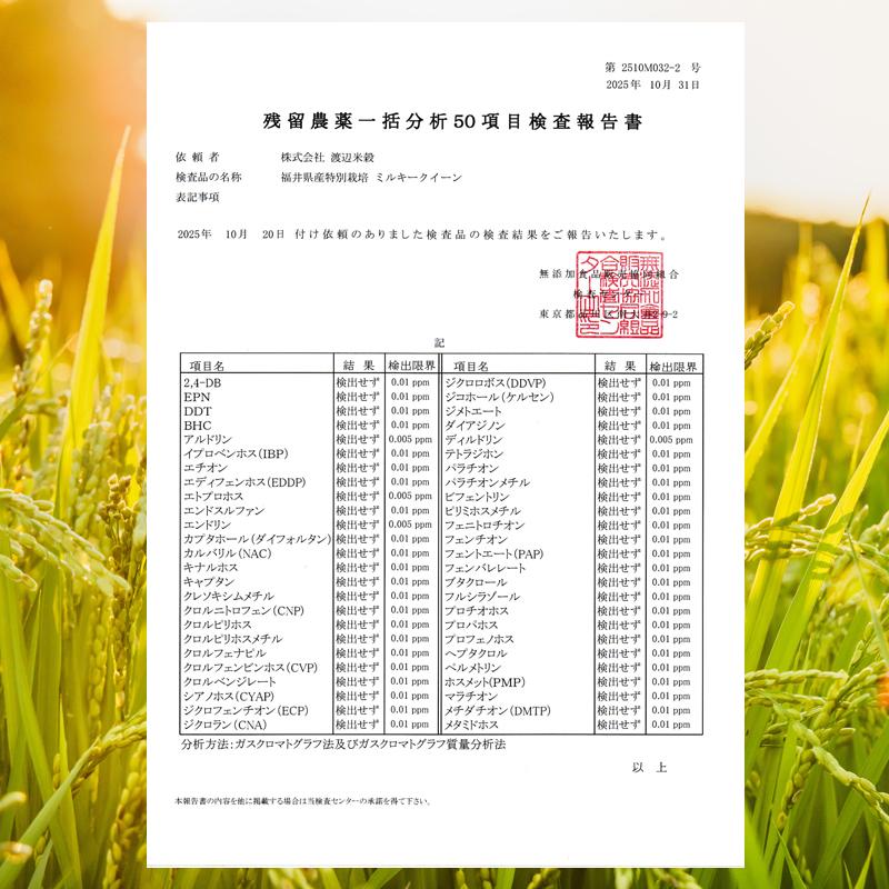 発芽玄米 ミルキークイーン 2Kg 残留農薬ゼロ 無洗米 甘みがあり