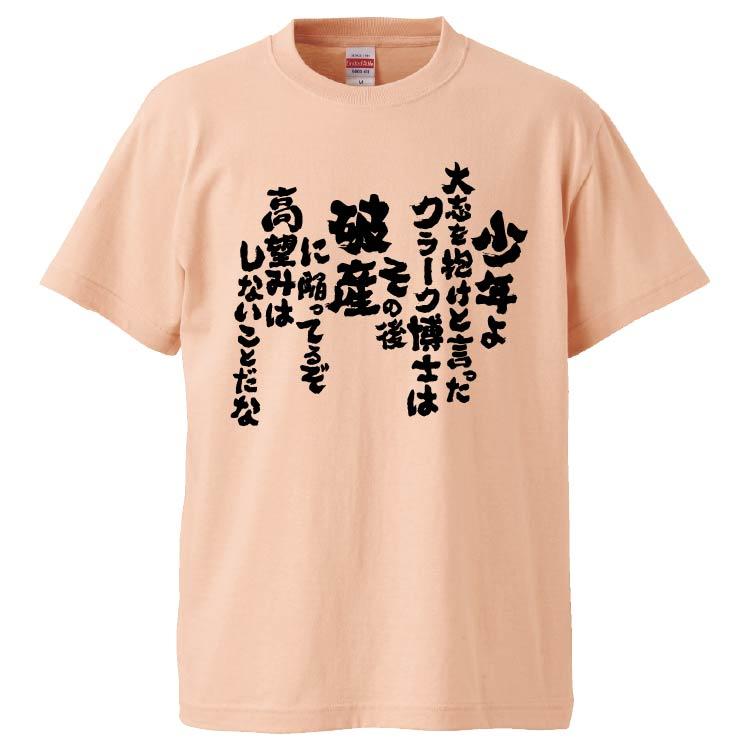 おもしろTシャツ 少年よ大志を抱けと言ったクラーク博士はその後破産に