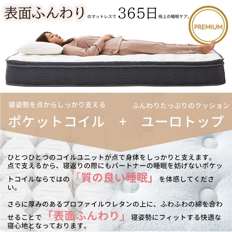 マットレス ポケットコイル シングル 極厚23cm 495個 高反発 硬め 
