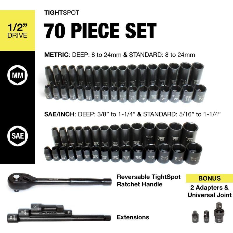 TIGHTSPOT 1/2" Drive 70pc Impact Socket MASTER SET, our Most Complete