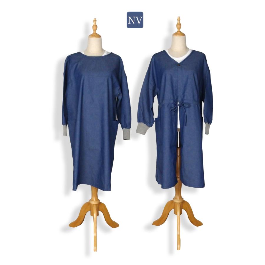 割烹着 おしゃれ デニム かっぽう着 かっぽうぎ エプロン ワンピース