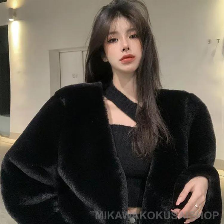 ファッション コーデ アウター ファーコート 韓国 ショート丈 ファッション コーデ アウター ファーコート 韓国 ショート丈