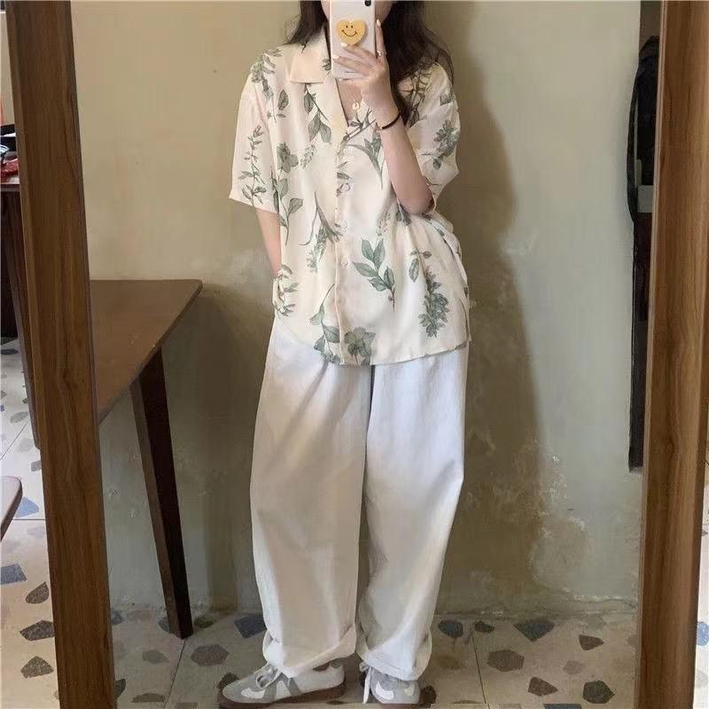 アロハシャツ レディース ボタニカル リーフ 柄 トップス 半袖